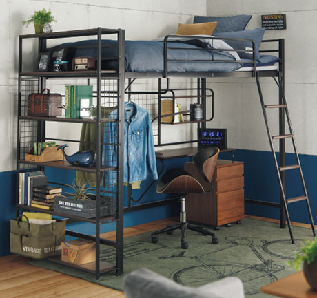 Loft bed with open storage by Nitori