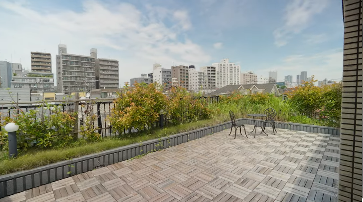 Luxury apartment in central Tokyo inside rooftop view